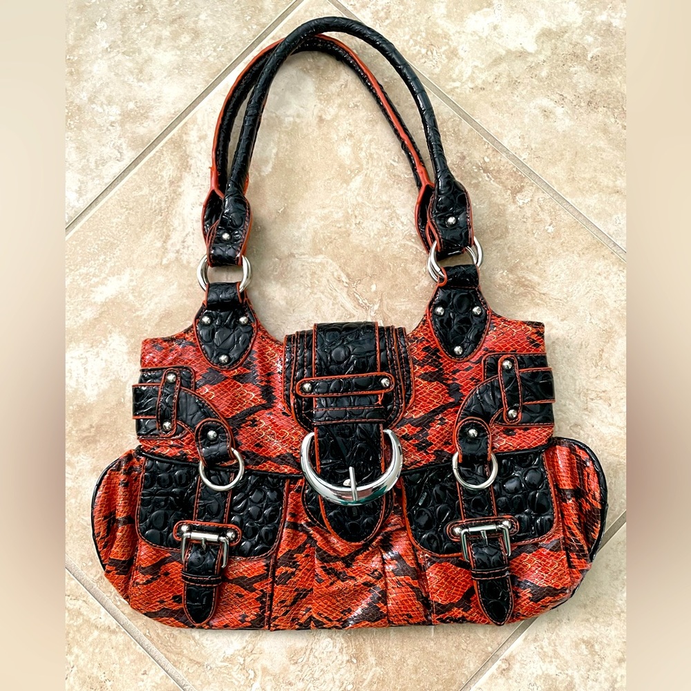 Faux snakeskin purse